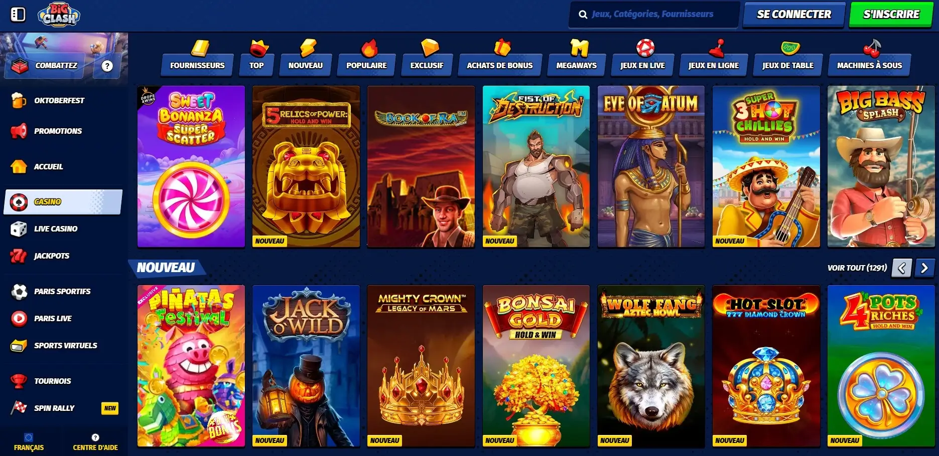 Section des jeux dans les meilleurs casinos en ligne